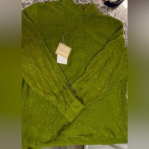 Vintage K.B. Lawrence Long-sleeve 100% Silk Mandarin Blouse - size 14 NWT